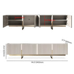 Grovyn 94" Sintered Stone Top Fluted TV Stand with Spacious Cabinets