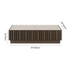 Ash Wood Slatted Coffee Table with Sintered Stone Top