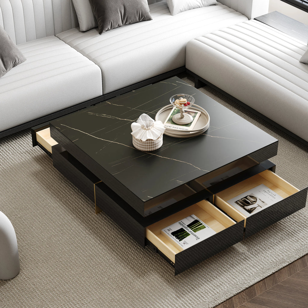 Square White Sintered Stone Coffee Table