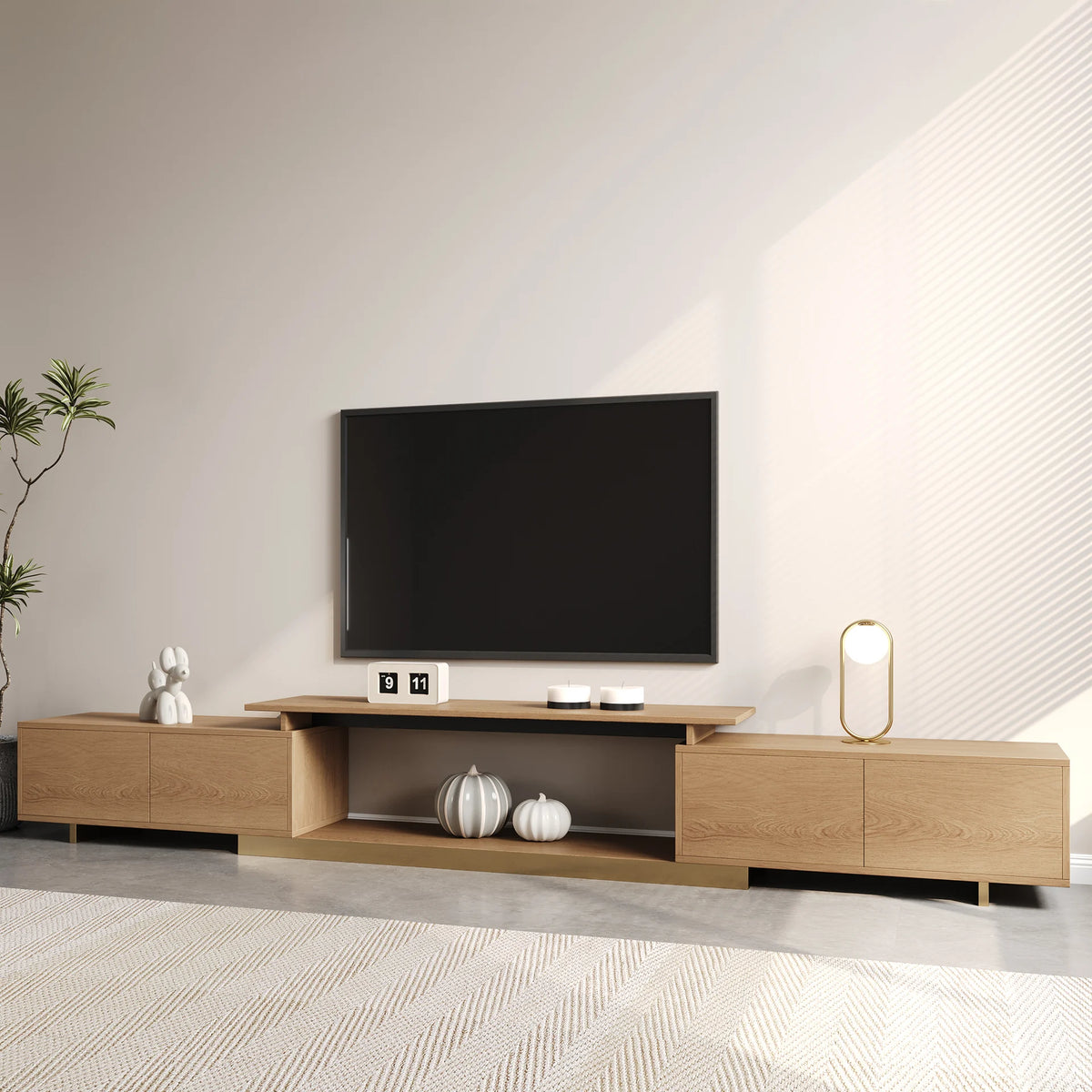 Mordel 63"-94" Extendable Natural TV Stand with Storage