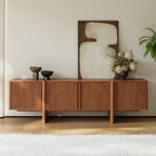 Ash Wood Fluted Walnut TV Stand - angle view