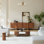 Ash Wood Fluted Walnut TV Stand - lifestyle shot