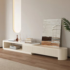 Velar 71"-114" Extendable Fluted TV Stand with Sintered Stone Top & 3 Drawers