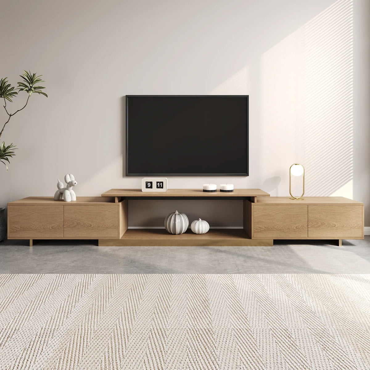 Mordel 63"-94" Extendable Natural TV Stand with Storage