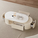 Extendable Fluted Coffee Table with Sintered Stone Top & Storage