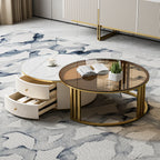 Round Nesting Coffee Table Set with Sintered Stone Top