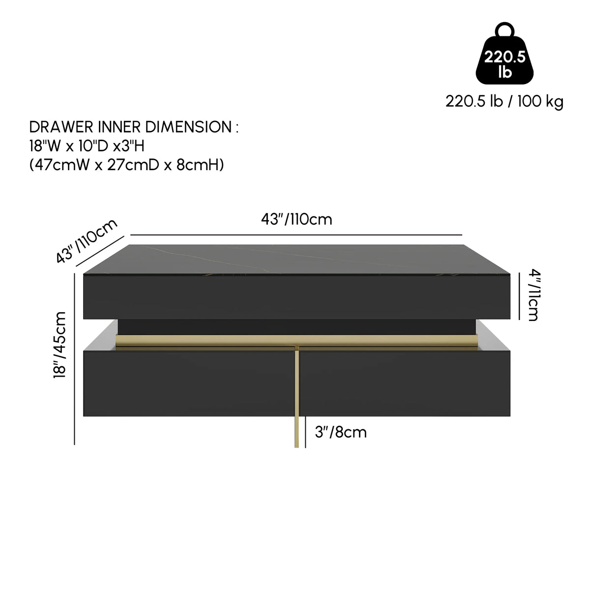 Square White Sintered Stone Coffee Table