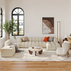 Round Concrete Coffee Table with Ash Wood Legs