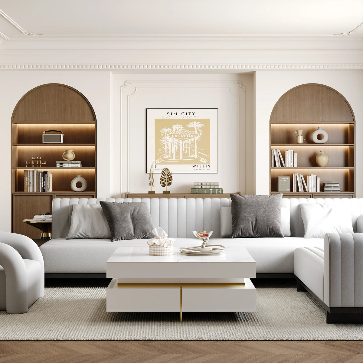 Square White Sintered Stone Coffee Table