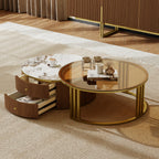 Round Nesting Coffee Table Set with Sintered Stone Top