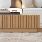 Ash Wood Slatted Coffee Table with Sintered Stone Top
