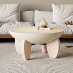 Round Concrete Coffee Table with Ash Wood Legs
