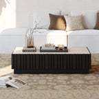Ash Wood Slatted Coffee Table with Sintered Stone Top