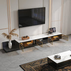 Extendable TV Stand Black - drawer storage