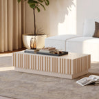 Ash Wood Slatted Coffee Table with Sintered Stone Top