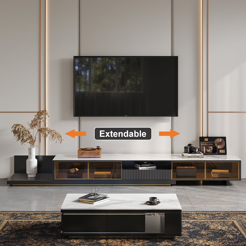 Extendable TV Stand Black - LED light detail