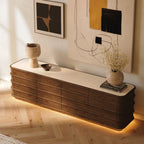 Ash Wood Walnut TV Stand - angle view