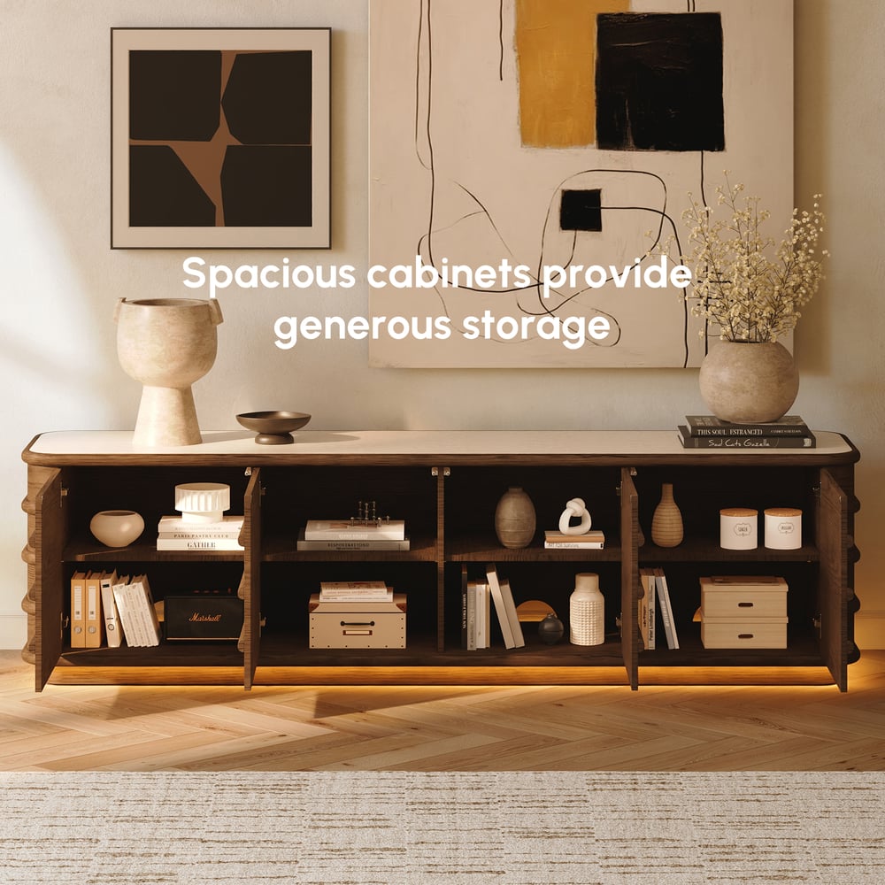 Ash Wood Walnut TV Stand - lifestyle shot